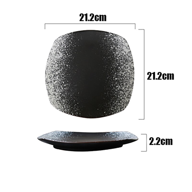 FANCITY Four ceramic plates, color glazed flat plate, dish plate, breakfast plate, personality porcelain plate.: 2