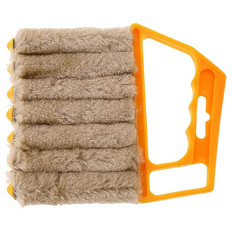 Household Window Blind Cleaning Tools Detachable Shutters Duster Brush with 7 Microfiber Sleeves for Air Conditioner Vent Outlet: YELLOW