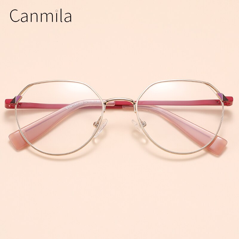 Eyewear Glasses Frame Vintage Women Metal Ultralight Prescription Eyeglasses Retro Optical Myopia Canmila BOM1085