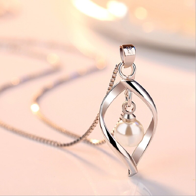 MEYRROYU 925 Sterling Silber Halskette Ohrringe Perle Anhänger Schmuck einstellen Dame, Verlobung, Hochzeit Cерьги Oжерелье