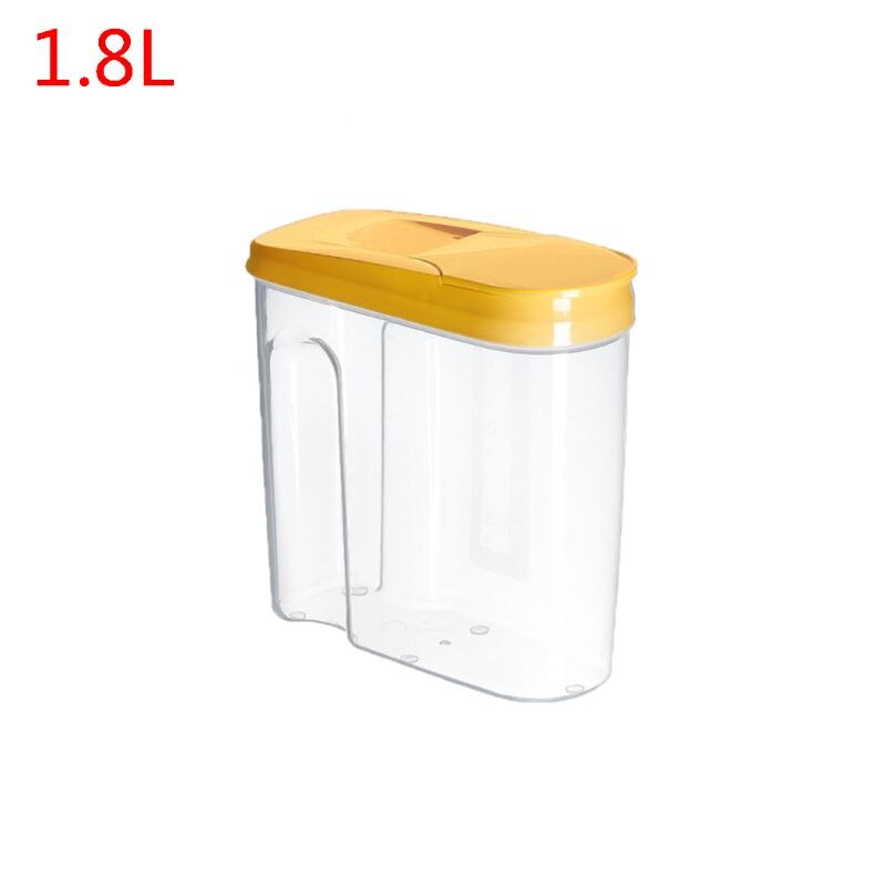 1.8L/2.5L Cereals Storage Container Airtight Plastic Kitchen Food Seal Pot Cereal Grain Bean Rice Snacks Box Canister Jar: Yellow-1.8L