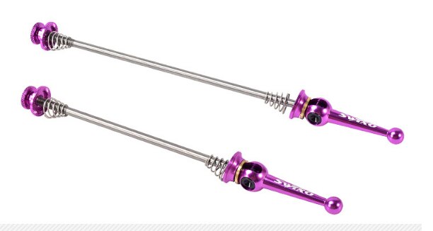 1 pair of mountain bike wheels, road wheels, quick release titanium alloy quick release lever: Purple