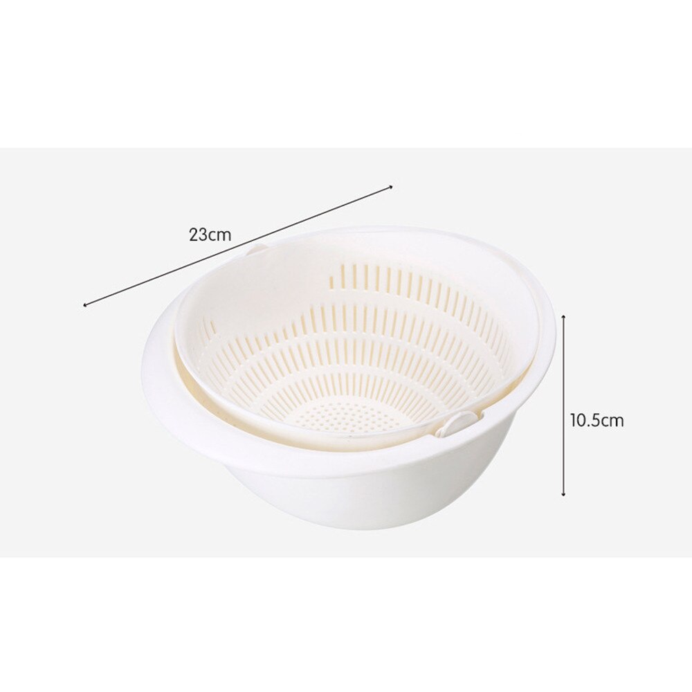 Kitchen Drain Basket Bowl Rice Washing Colander Baskets Kitchen Strainer Noodles Vegetables Fruit Double Drain Storage Basket