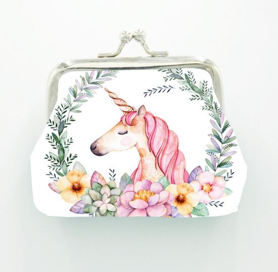 Coin Purse Unicorn Print Classic Wallet Buckle Pink Girl Wallet Child Student