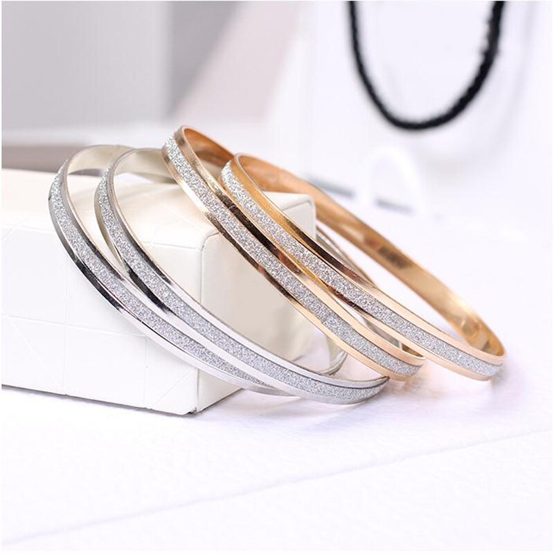 Pulsera de Simple para mujer, brazalete esmerilado, brazalete de cadena de mano, de joyería