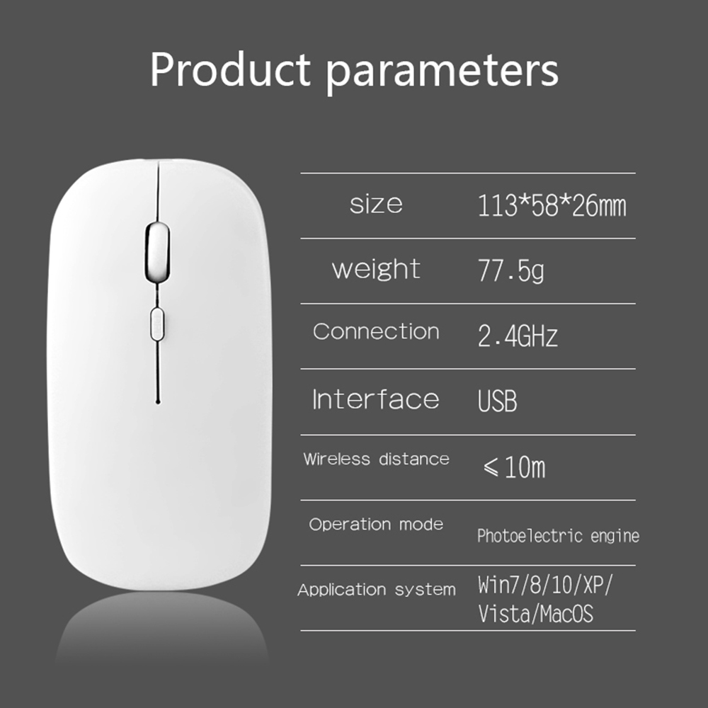 2.4G Wireless Mouse Rechargeable Charging Ultra-Thin Silent Mouse Mute Office Notebook Mice Opto-electronic Home Office Use D30