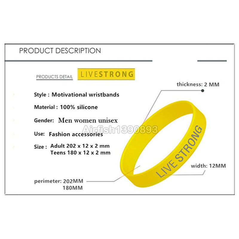 50pcs LIVE STRONG Sport Wristbands Motivational Bracelets Adult Teenager Bracelet Outdoor Cycling Match Souvenir Yellow