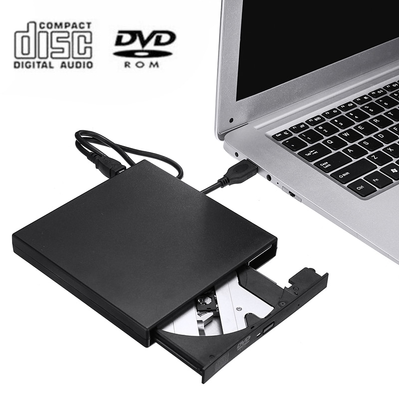 Lector de DVD externo portátil, unidad de CD, Windows 07/08, ordenador portátil, reproductor de carcasa esmerilada, unidades ópticas, Cable USB, portátil, PC, quemador de DVD