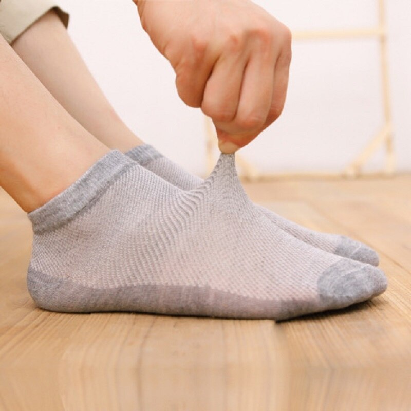 20 stuks = 10 paar effen mesh herensokken onzichtbare enkelsokken heren zomer ademende dunne herenbootsokken