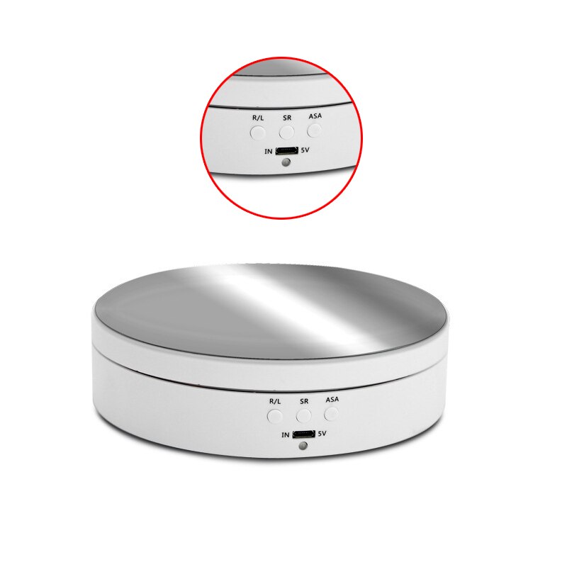 Ajuste de velocidade do anjo de giro de 360 graus do suporte de exibição da plataforma giratória recarregável para a fotografia/joias