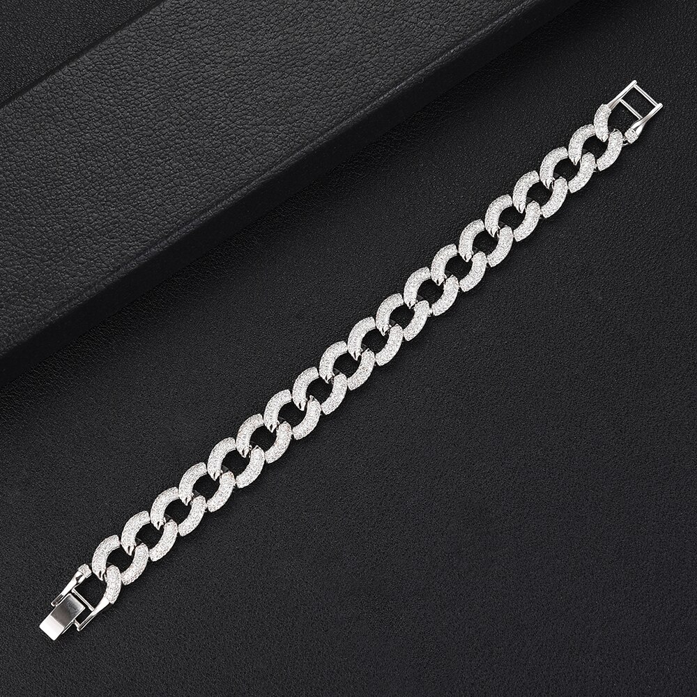 SisCathy Charm Bracelet - Geometric Zirconia Link Chain - Classic Punk Style for Women