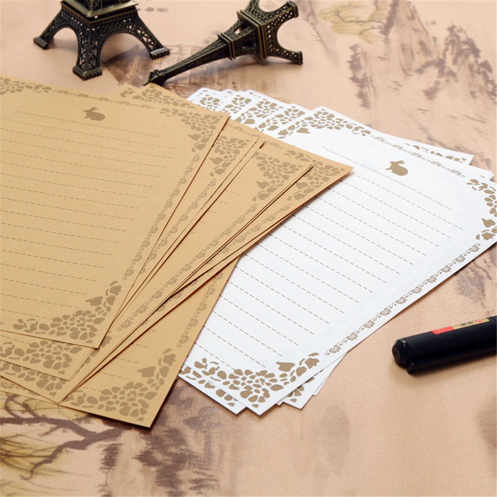 8 Sheets Vintage Letter Papers Writing Stationery Paper Pad Note Letter Set School Office Supplies