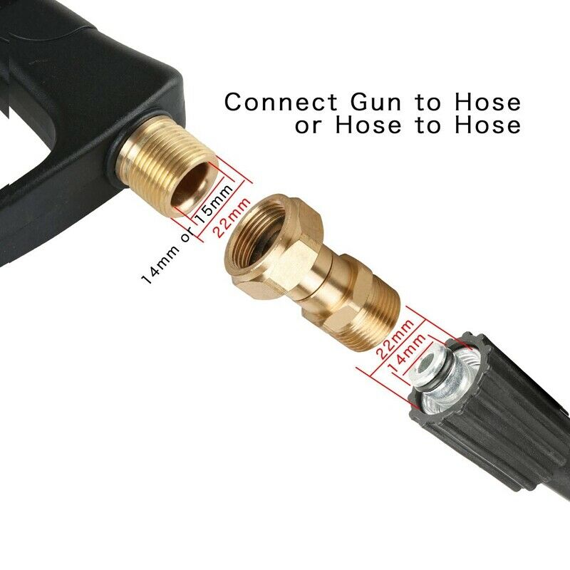 M22 14mm Thread Pressure Washer Swivel Joint Kink Free Connector Hose Fitting Water Brass Swivel Fitting Rotating Connector
