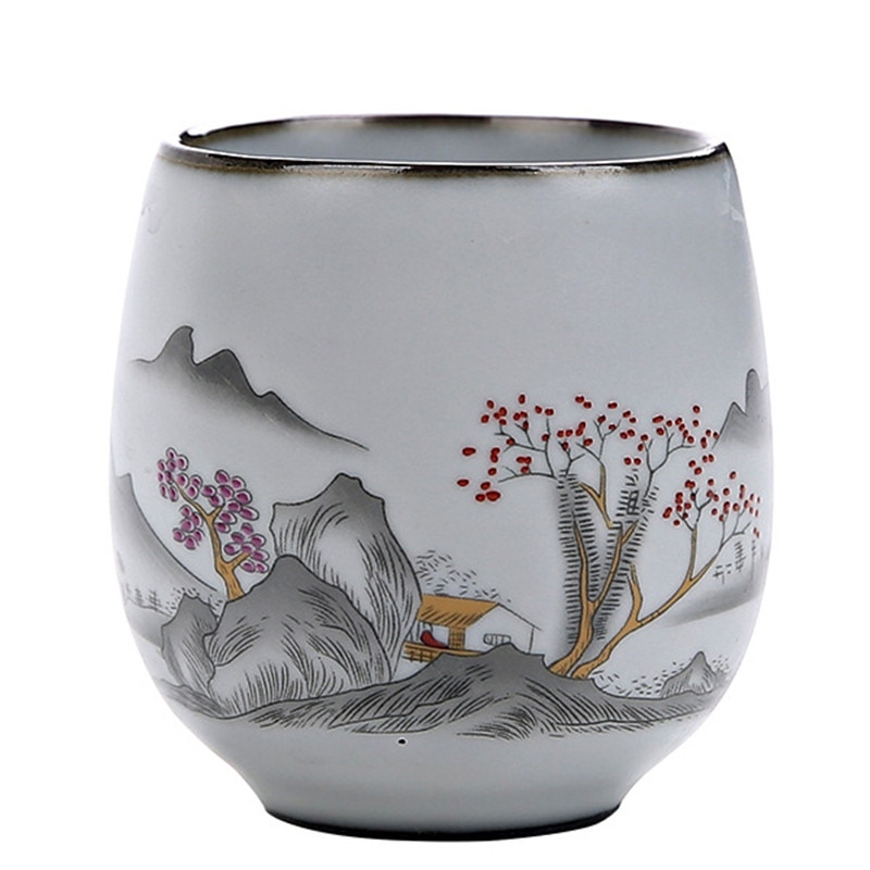 100Ml Uw Oven Keramische Retro Thee Cup Porselein Theekopje Handgeschilderd Thee Kom Ceremony Accessoires Home Decor