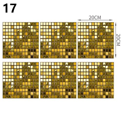 18Styles 20cm*20cm 6PCS/Set DIY Home Decor Kitchen Vinyl Self-sdhesive Wallpaper Backsplash Mosaic Tile Sticker Home Decoration: style17