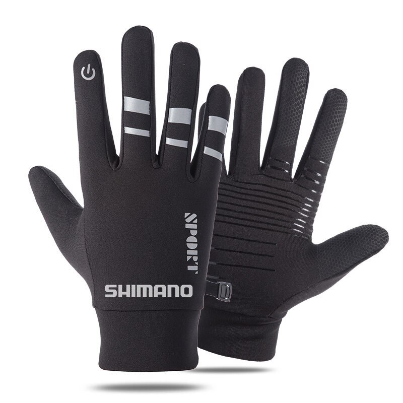 Shimano Winter Plus Velvet Fishing Gloves Waterproof and Windproof Outdoor Sports Full-finger Warm Non-slip Fishing Gloves: black / XL