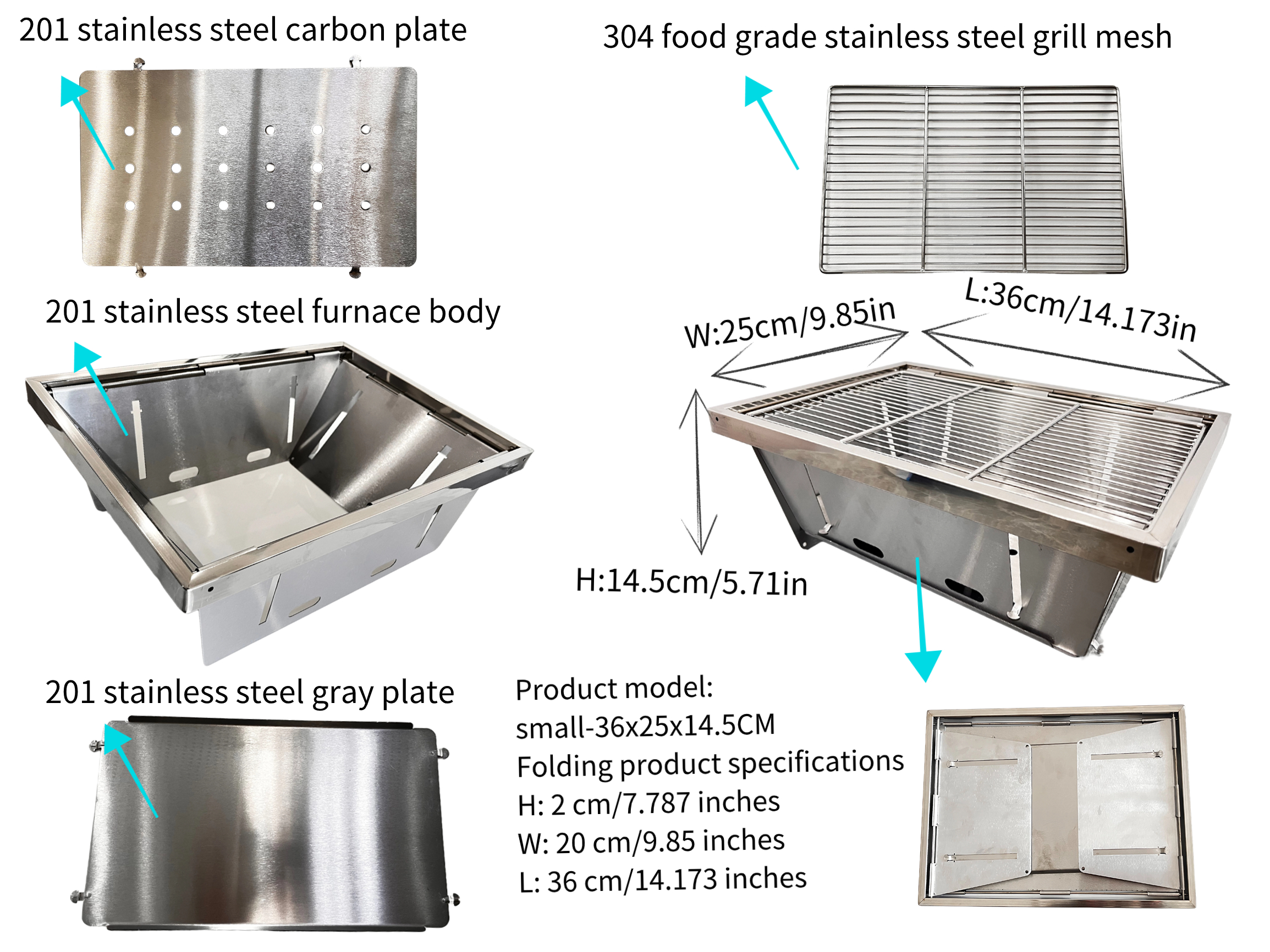 Parrilla de barbacoa de acero inoxidable 304, estufa portátil para exteriores, estufa de mesa IGT, estufa de leña plegable, barbacoa, estufa de Camping