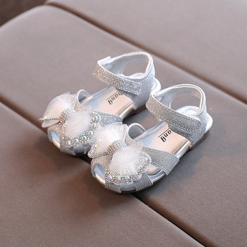 Baby Mädchen Nette Bogen Sandalen Kleinkinder Neue Sommer Prinzessin Sandalen freundlicher freundlicher lässig Nicht Weiche Schuhe: Silber / 19(Einlegesohle 14CM)