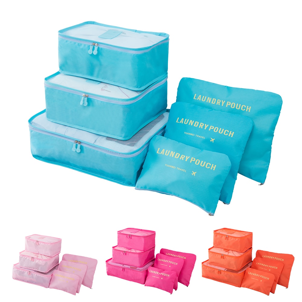 6 st/set bagageförpackningsorganisatörset resenätväska i väska bagageorganisatör förpackning kosmetikapåsorganisatör för kläder