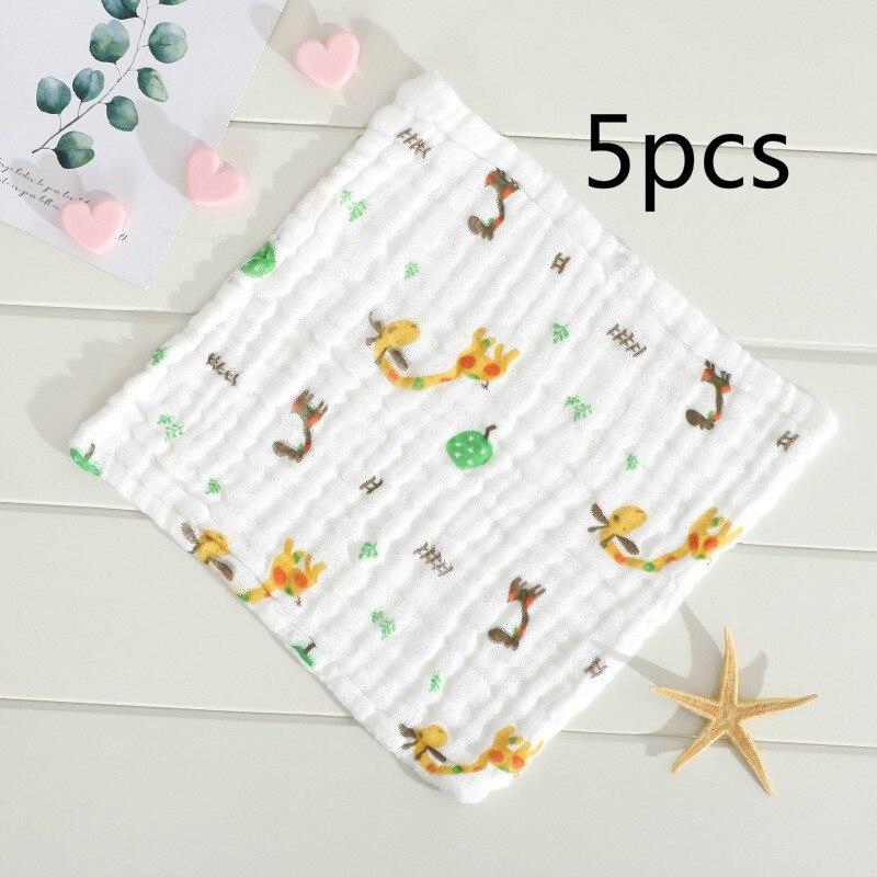 5 Stks/partij Baby Zakdoek Vierkante Fruit Patroon Handdoek 28X28Cm Mousseline Katoen Baby Gezicht Handdoek Veeg Doek Baby stuff Voor Pasgeborenen: Giraffe