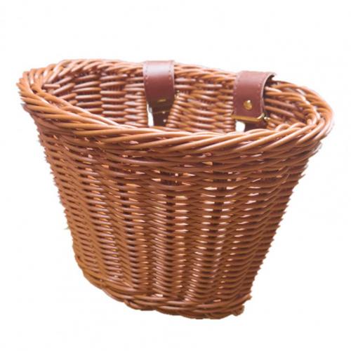 Kids Front Stuur Rotan Handwoven Fiets Mand Kinderen Geweven Fiets Mand Voor Jongens En Meisjes Fietsen Rieten Mand: Tawny