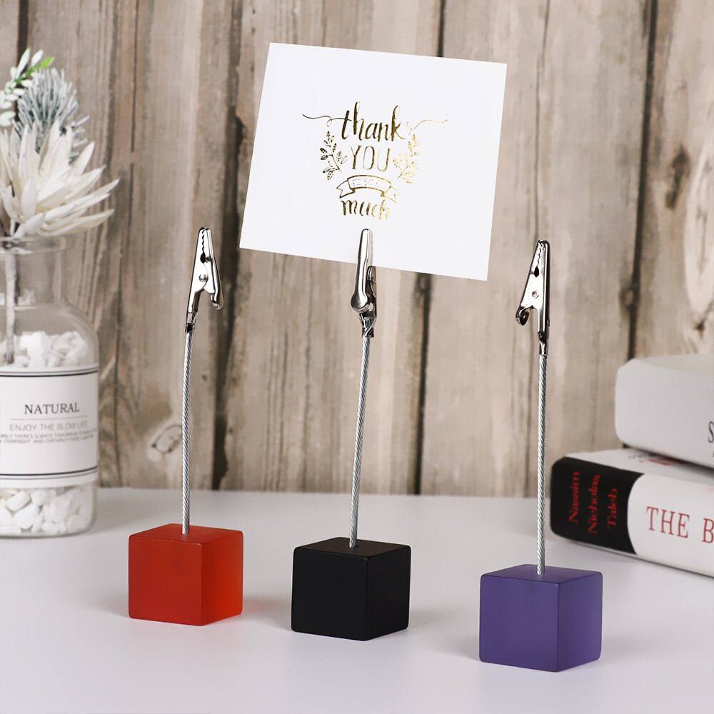 Abrazadera de clip para notas de fotos, base cuadrada de resina , soporte para tarjetas, notas y fotos, soporte de clip digital para mesa