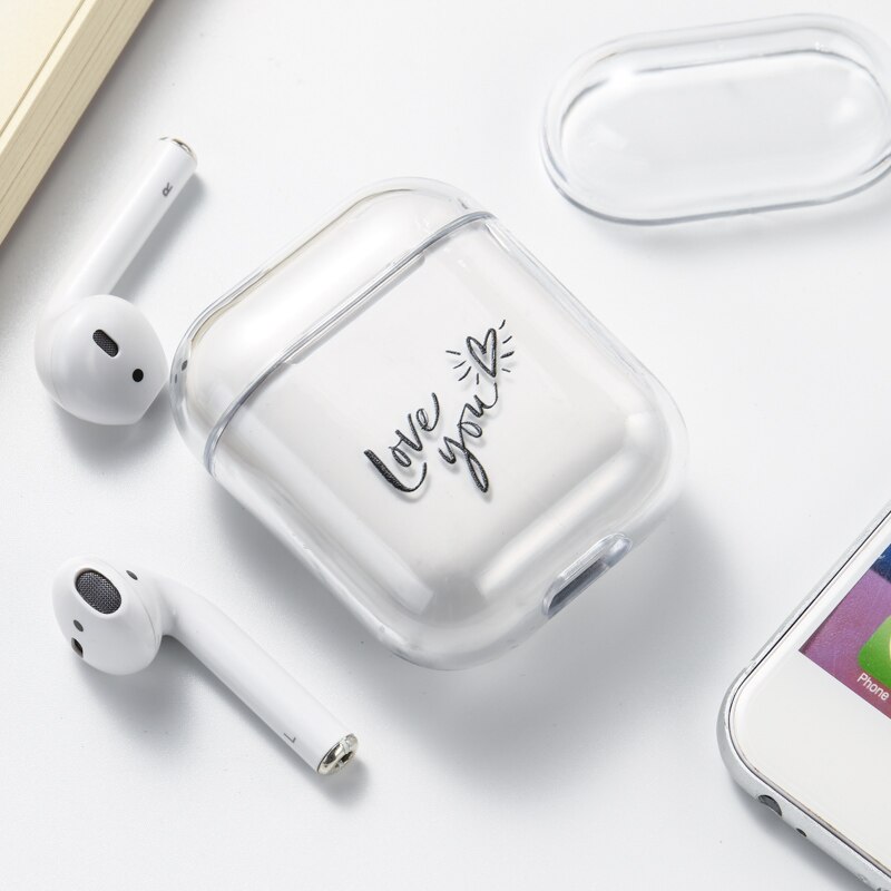 Case For Airpods Case Cute Luxury Lovely Heart Painted Transparent Hard Case On Airpod Protective Cover for Air Pods 1 2 Case: 022