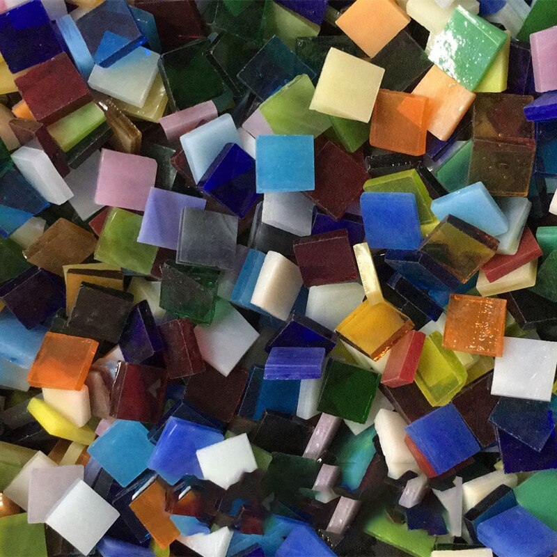 80G/2.82Oz (110 Stuks) 1Cm Vierkante Gekleurde Glas Spiegel Mozaïek Tegels Art Glas Ambachten Materialen Diy Bulk Mica Decoratie
