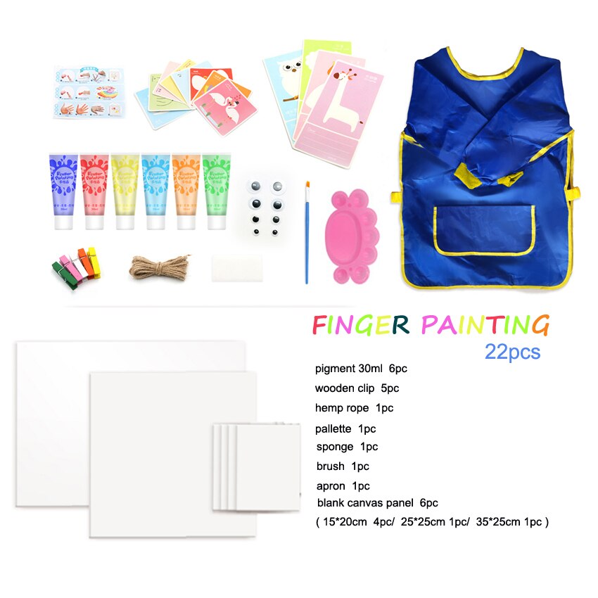 Finger Kids Painting Set Year Box With Blank Canvas Panel Christmas For Artists Kit School Graffiti Liquid Pigment: 22pc 6pc canvaspanel
