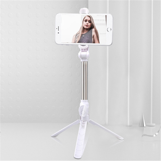 Bluetooth Selfie Stick Opvouwbare Smartphones Camera Statief Draadloze Bluetooth Remote Stand Draagbare 3 In 1 Selfie Stok: Selfie Stick White