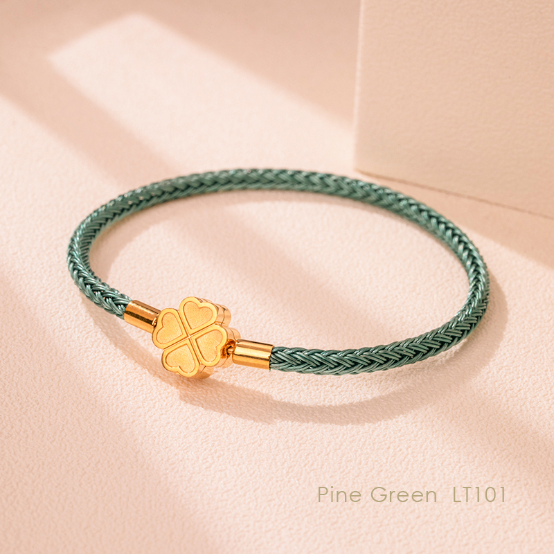 MOONLIGHT Mode Klassieke Klavertje Vier Armband voor Vrouwen Roestvrij Staal Gevlochten Armband Vrouwelijke Sieraden 10 Kleuren: 16Cm / Groene Dragonly