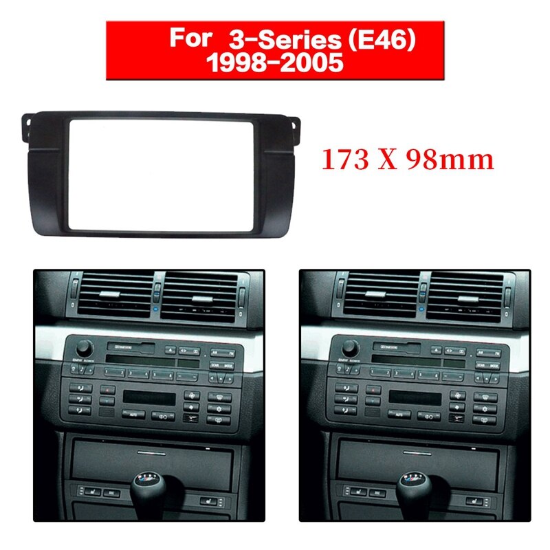 2 din radiofascia til bmw  e46 3- serie stereopanel dvd-adapter montering af dash-ramme 173 x 98mm: Default Title