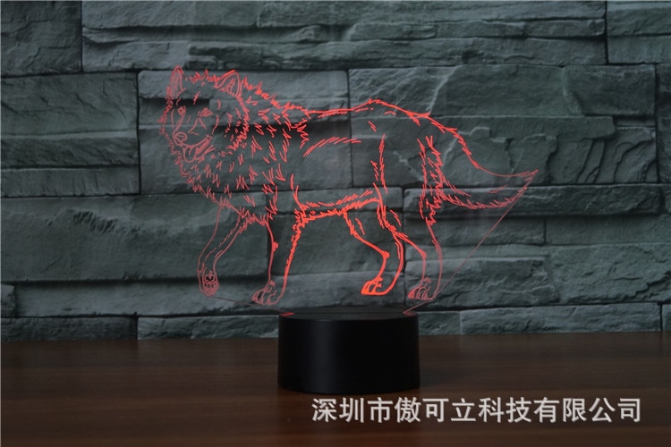 Wolf Model 3D LED Light Hologram Illusions 7 Colors Change Decor Lamp Best Night Light for Home Deco 015