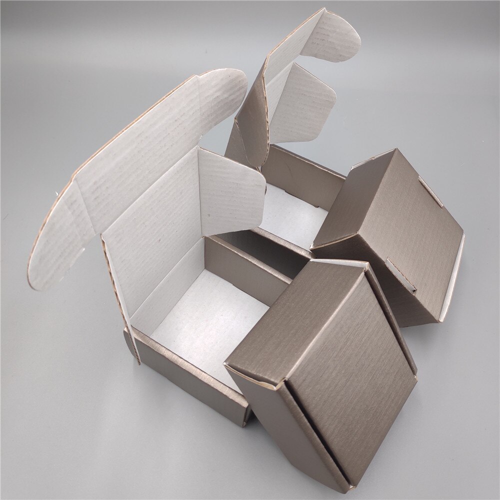 8*8*4cm 10pcs Metal brown corrugated paper boxes for mailing package square paper packaging boxes for postal