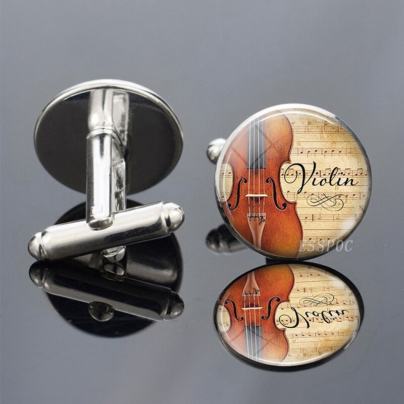 Musical Instruments Piano Flute Violin Guitar Music Symbol French Shirt Cufflinks for Men Wedding Cufflinks Cuff Links: size 7
