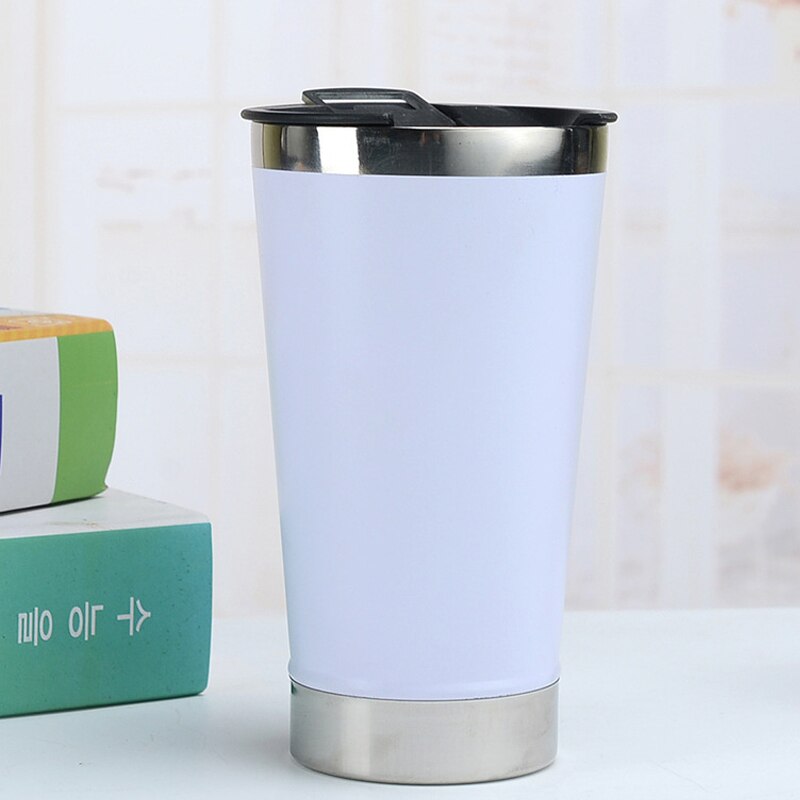 Creativity 304 Stainless Steel Beer Cup Thermos Cup With Bottle Opener 473ML Heat Preservation And Cold Preservation: white