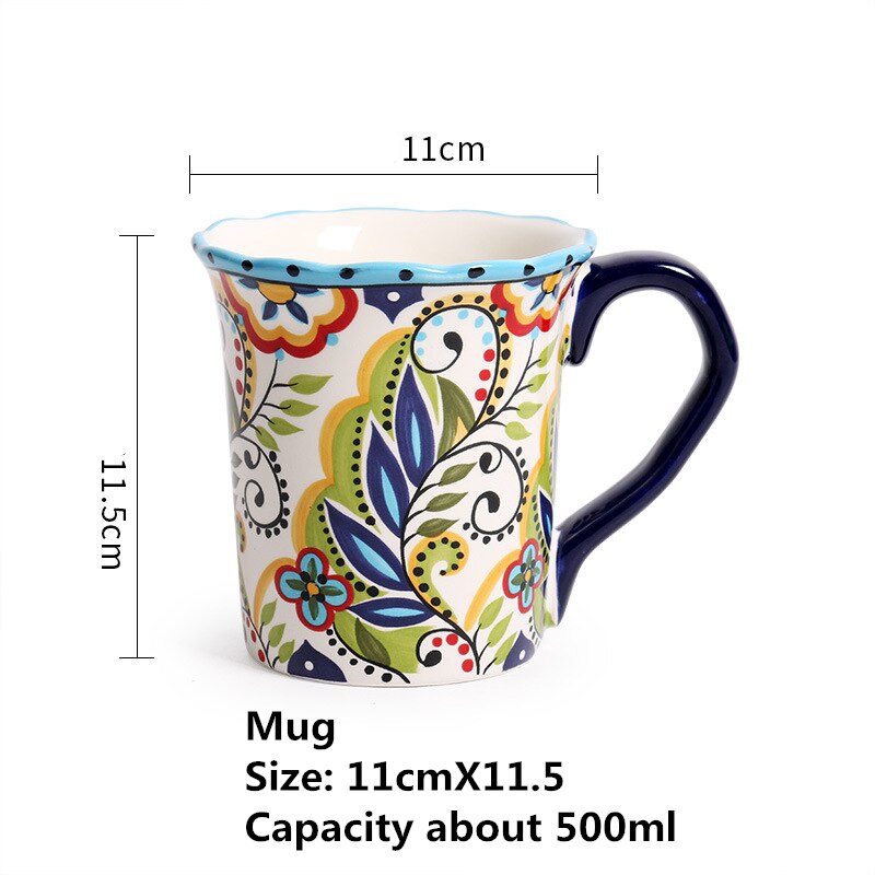 hand-painted ceramics Western dish bowl set plate glaze color personality ceramic tableware personality: F