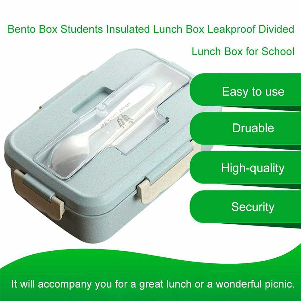 Jushfo Tarwe Stro Magnetron Lunchbox Servies Met Lepel Eetstokjes Voedsel Opslag Container Kids School Office Bento Box