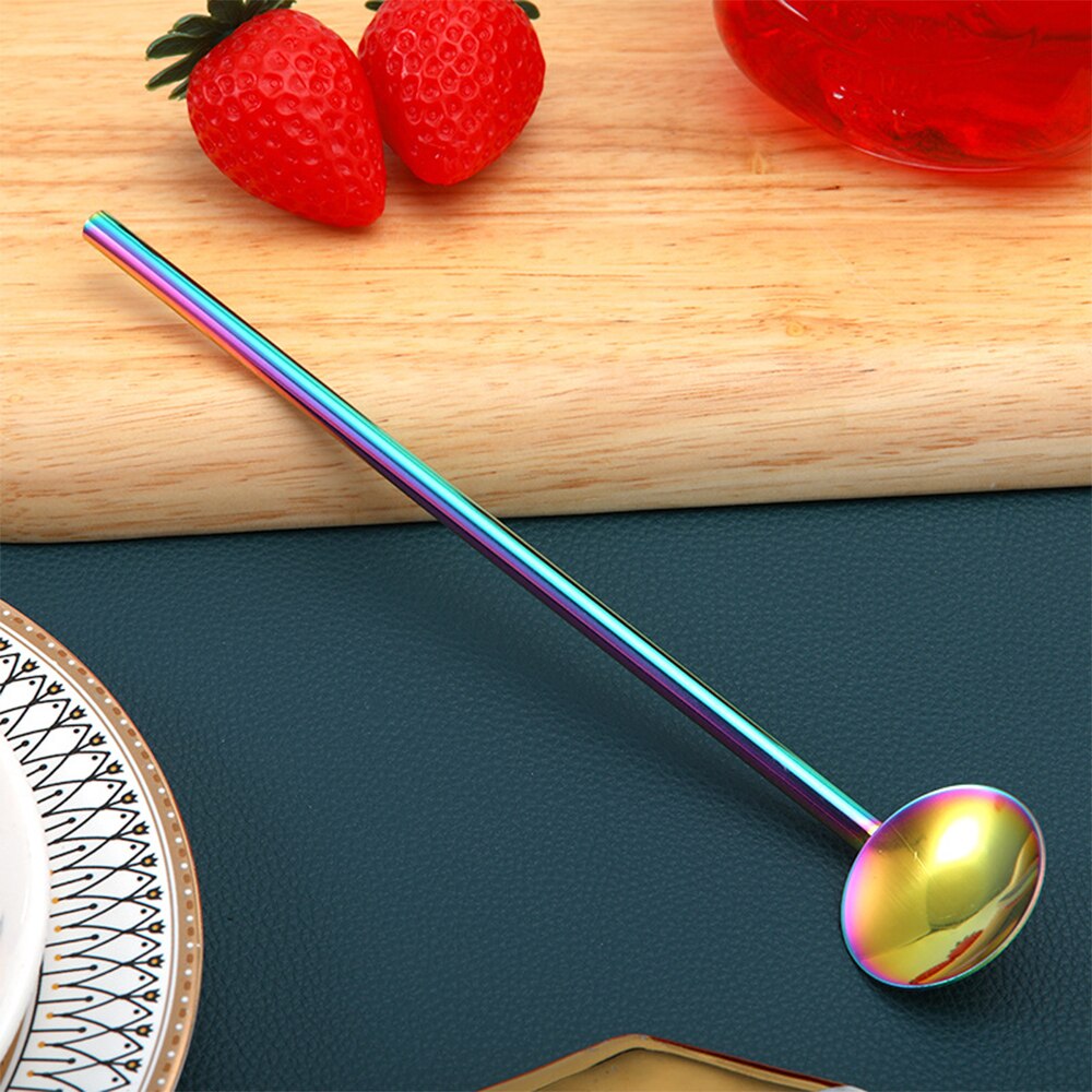 portable 304 stainless steel Straw+Spoon drinking straw milk tea cold drink coarse straw metal cup iron straw for bars/restauran: 1701-G-1