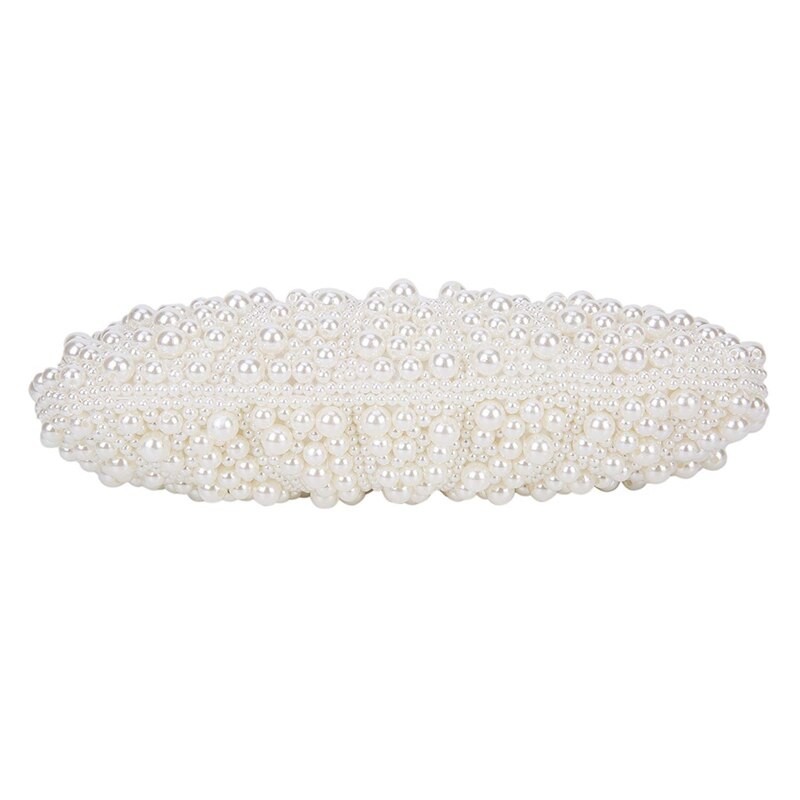 Women Pearl Clutch Bags Evening Bag Purse Handbag For Wedding Chain Bag For Dinner Party, White