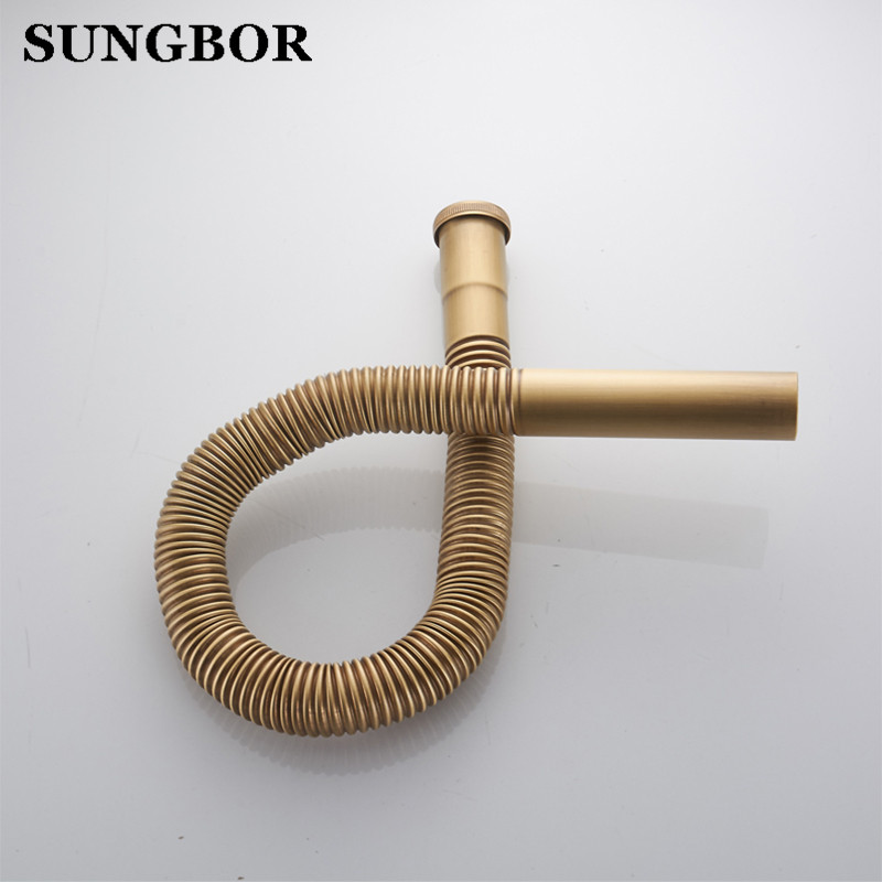 37-77cm Kitchen Sewer Pipe Flexible Bathroom Sink Drains Downcomer Wash Basin Electroplated Plumbing Hose Pipe Tube XSG-123