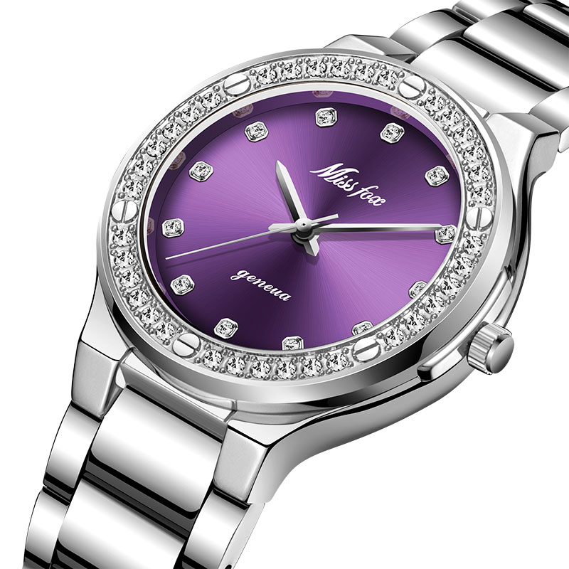 Missfox dameshorloge, beroemd merk luxe zakelijke zilveren polshorloges, waterdichte stalen armband, klok voor geliefden: 2742- sp
