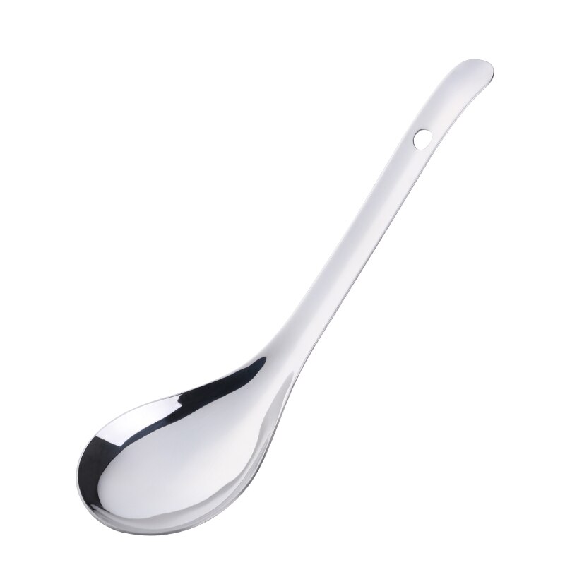 1PCS Rice Serving Spoon 18/8 Stainless Steel Long Handle Soup Porridge Rice Scoop Gold Tableware Spoon Dinnerware Kitchen Tool: Silver Rice Scoop