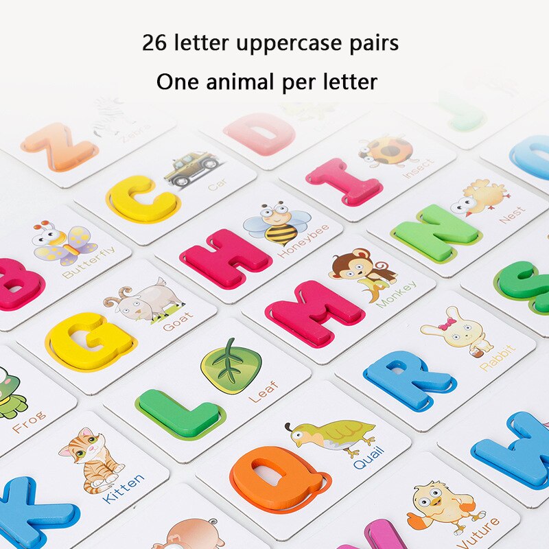 26 Alphabet Puzzle Puzzle Buchstaben Karte Erkenntnis Alphabetisierung Spiel Lernen USA Englisch Sprache ABC freundlicher Pädagogisches Wodden Spielzeug