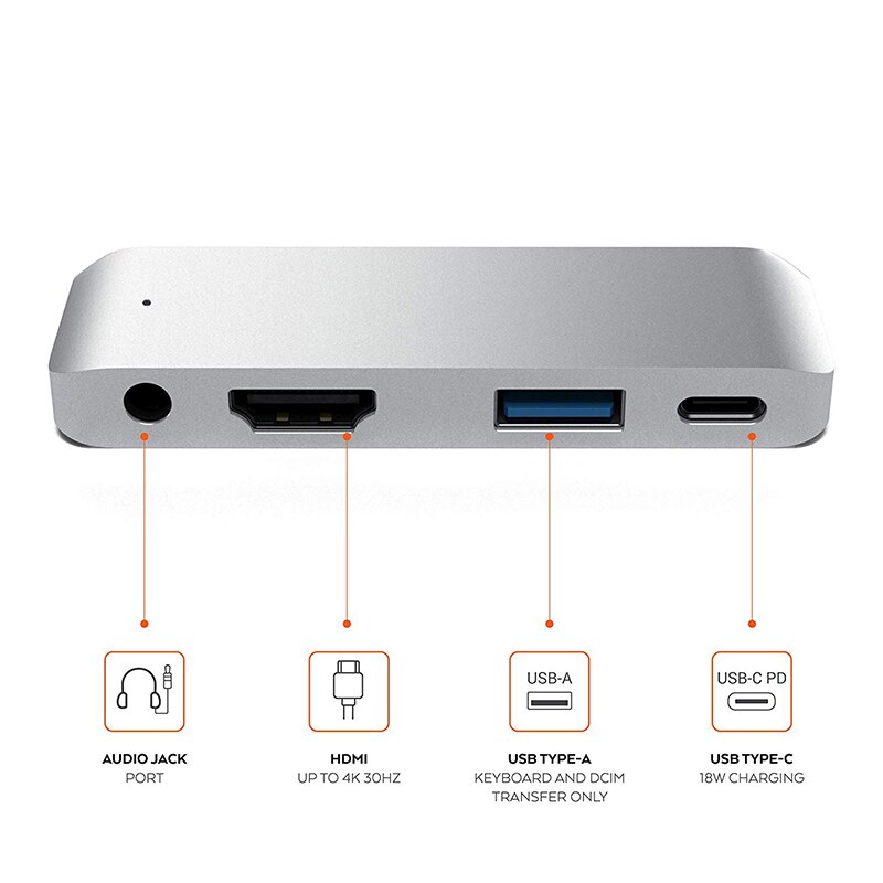 Type-C Hub to PD Fast Charger 4K HDMI-Compatibe 3.5mm Interface USB PD Adapter Type-c Docking Station USB C Hub for iPad Pro