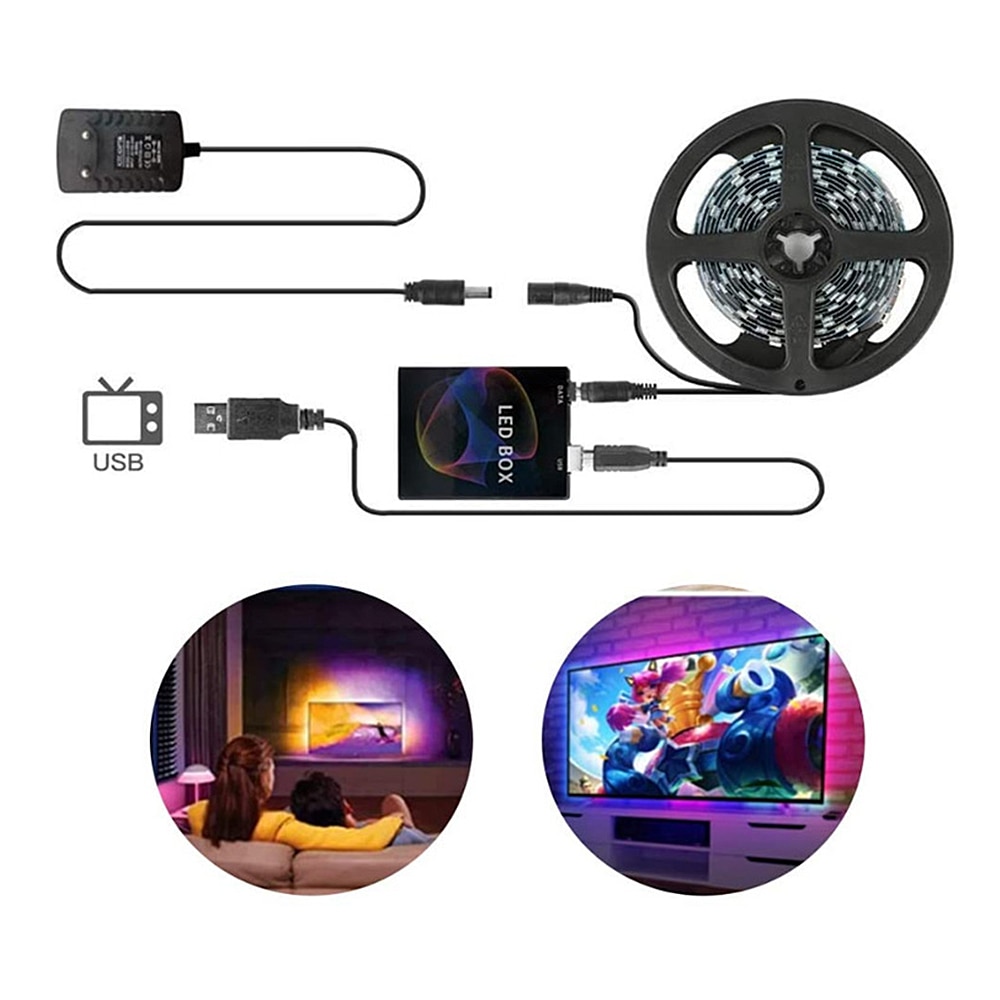 DIY Ambilight RGB USB 60 LED Strip Light Computer HDTV TV Desktop PC Screen Backlight Lighting 5M Ambilight Kit Droshipping