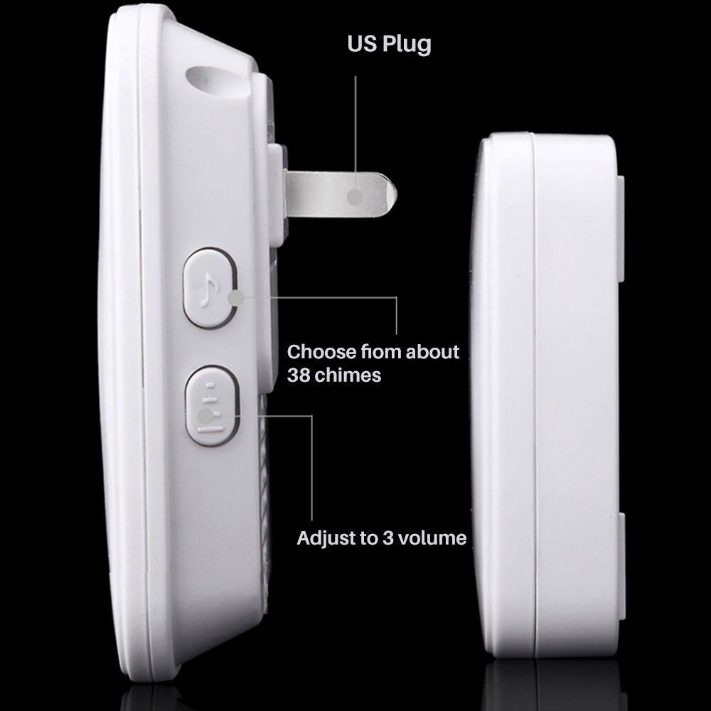 Door Bell Wireless Doorbell AC 100-240V 300M Range IP44 Waterproof EU UK US Plug Receiver With 38 Chimes Door Ring