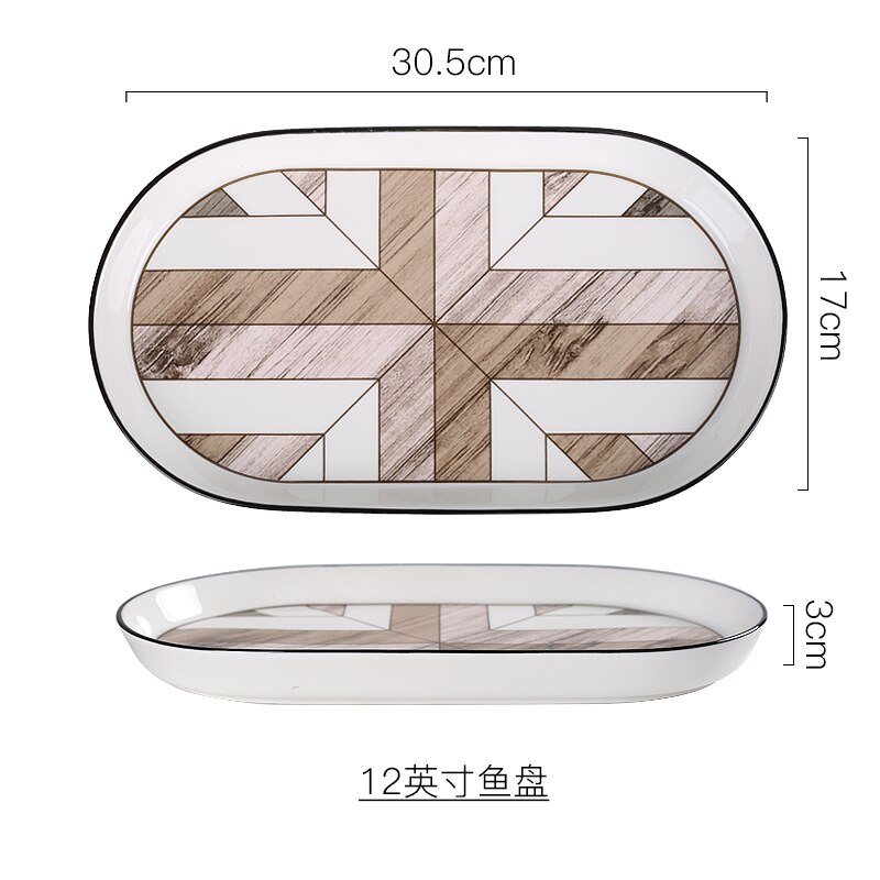 Nordic Dessert Plate Wooden Serving Tray Afternoon Tea Time Coffee Cake Plates Hexagonal Round Desserts Food Organizer Platter: 12-inch Fish Plate