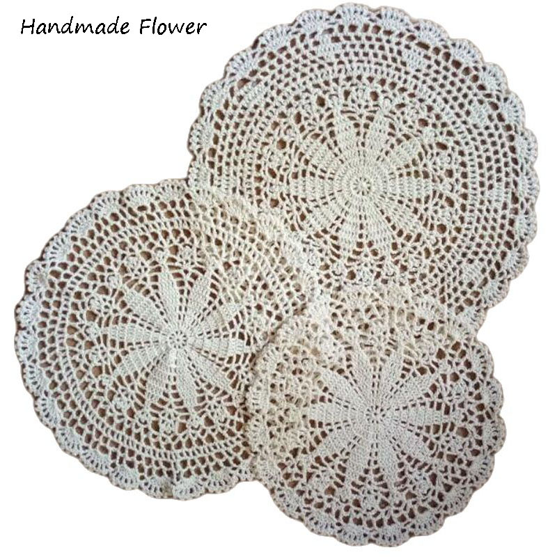 Napperon rond en dentelle de coton, 7 couleurs, tapis de table rond en tissu, napperon en crochet, tasse de mariage, plat de thé, dessous de verre, cuisine de noël