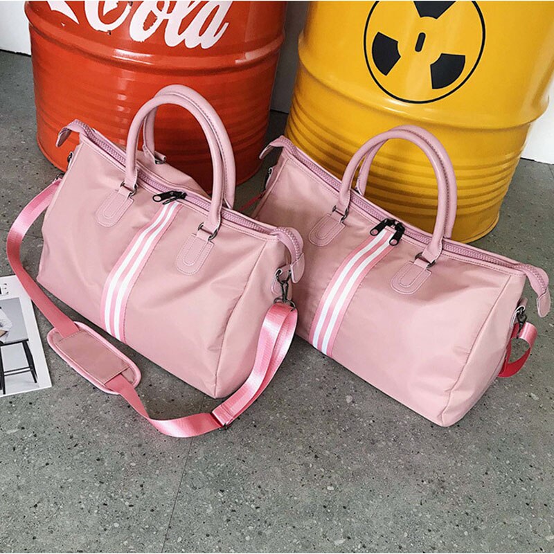 Reisetasche Wasserdicht Gestreifte Reisen Taschen Und Fitness Für Frauen Frauen Wochenende Reise Handtasche Reistas XA760WB